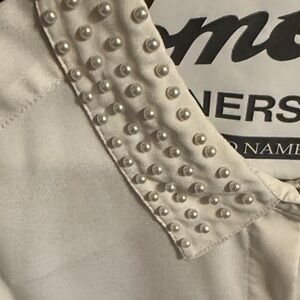 White Studded Collar Blouse